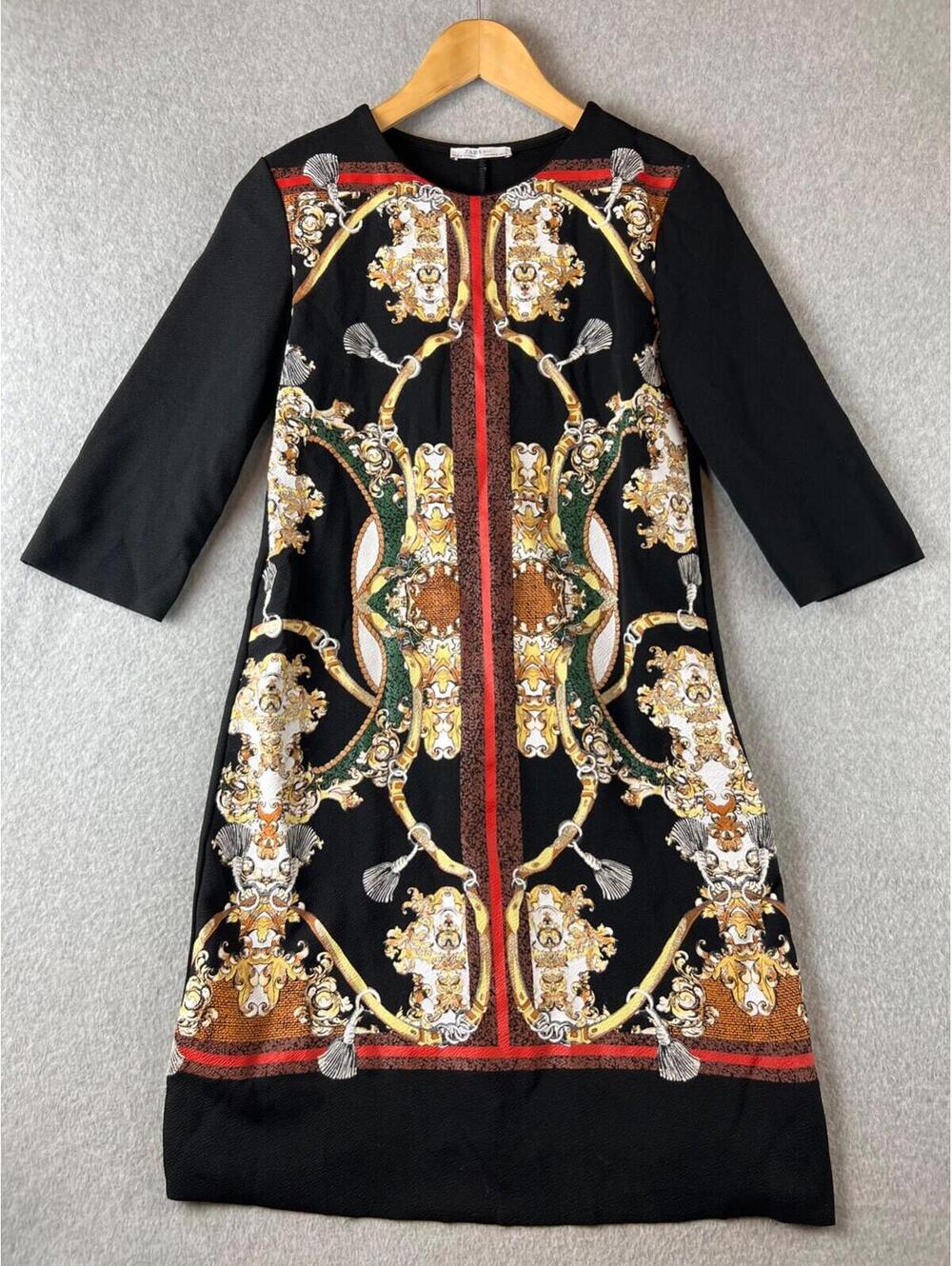 Zara Shift Dress Womens Size S Baroque Equestrian Artsy Chic